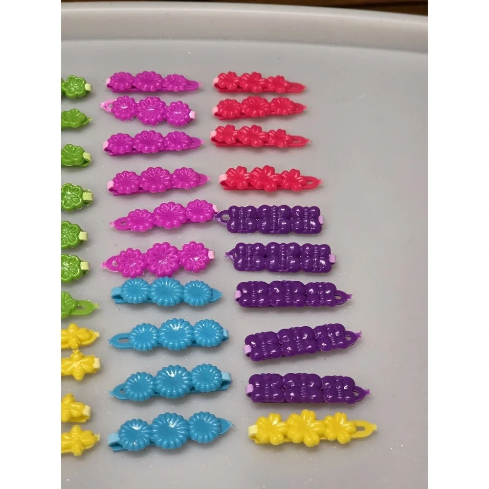 Vintage Goody Hair Lot Kiddie Snap Tight Plastic Barrettes Flowers lot Butterfly
